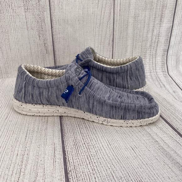 Hey Dude Wally Stretch Fleece Mens 13 Navy White Moc Toe Loafers Shoes Loafers main image 9